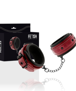 FETISH SUBMISSIVE DARK ROOM - VEGAN LEATHER HANDCUFFS WITH NEOPRENE LINING