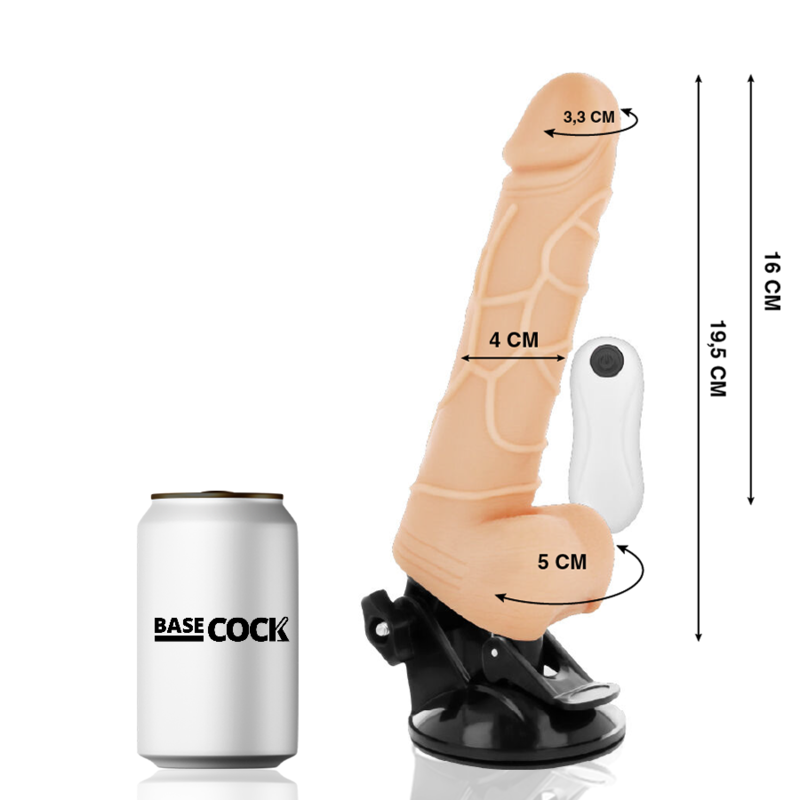 BASECOCK - VIBRADOR REALÍSTICO CONTROL REMOTO NATURAL CON TESTÍCULOS 19.5 CM -O- 4 CM - Image 2