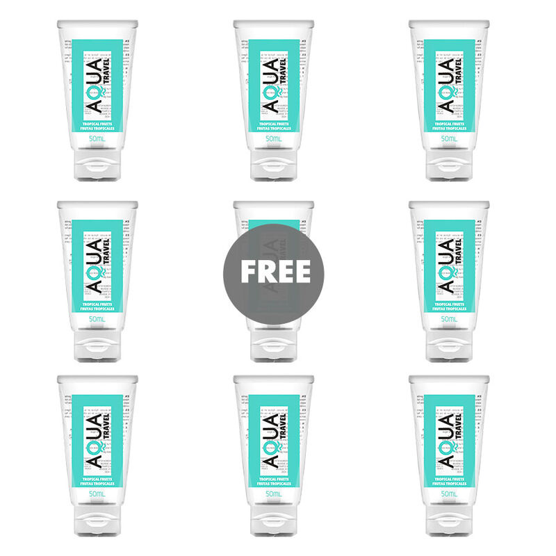 AQUA TRAVEL - TROPICAL FRUITS FLAVOUR WATERBASED LUBRICANT - 50 ML 8+1 FREE