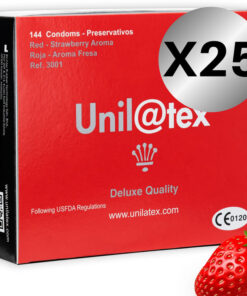 UNILATEX - RED / STRAWBERRY PRESERVATIVES PACK 25 X 144 UNITS