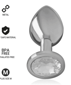 INTENSE - ALUMINUM METAL ANAL PLUG WITH SILVER CRYSTAL SIZE M