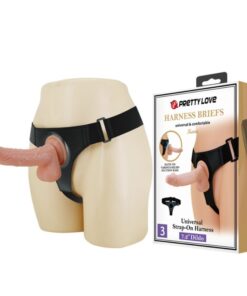 PRETTY LOVE - HARNESS BRIEFS UNIVERSAL HARNESS WITH DILDO KEVIN 19 CM NATURAL