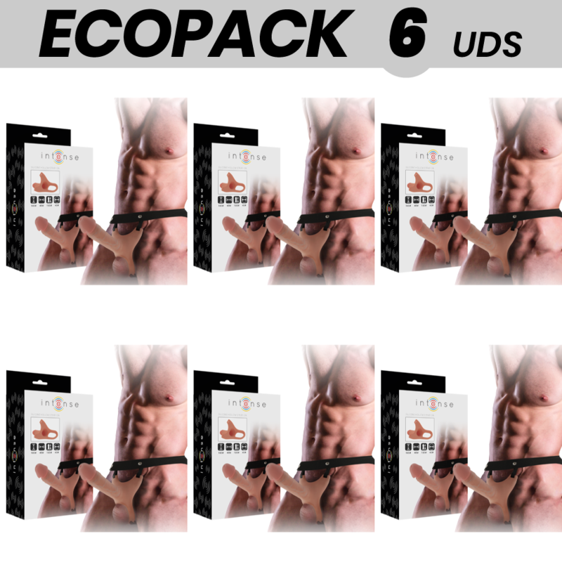 ECOPACK 6 UNITS - INTENSE HOLLOW HARNESS WITH DILDO 16 X 3.5 CM