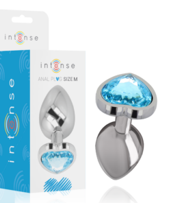 INTENSE - ALUMINUM METAL ANAL PLUG BLUE HEART SIZE M