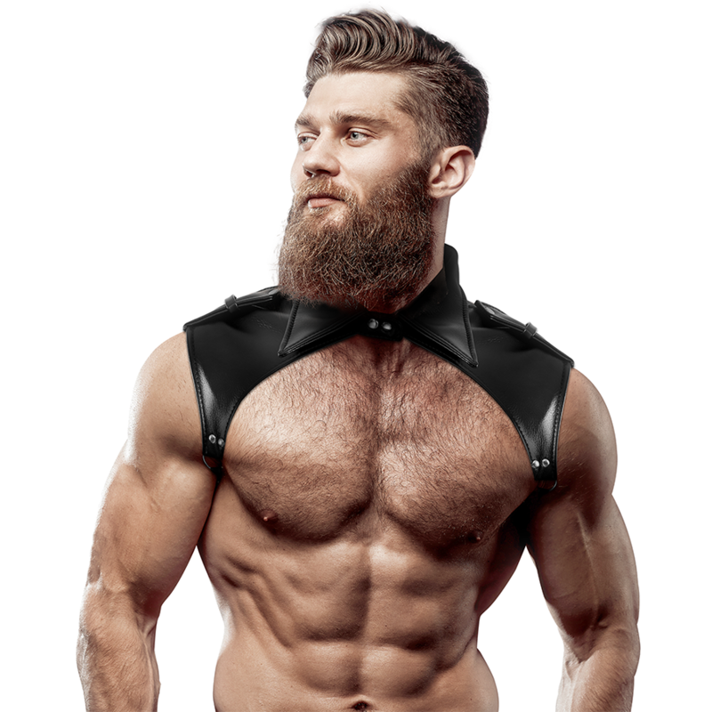 FETISH SUBMISSIVE ATTITUDE - MENS BRIGADE ADJUSTABLE ECO-LEATHER NECK HARNESS