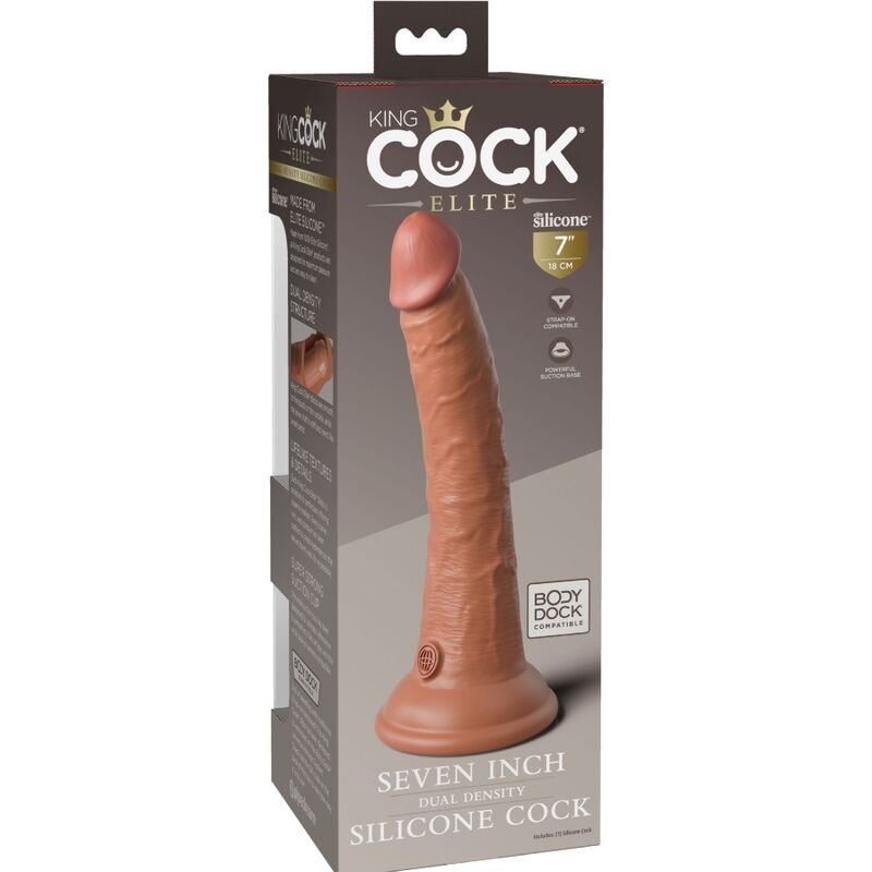 KING COCK - ELITE REALISTIC SILICONE DILDO 17.8 CM CARAMEL - Image 5