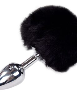 ALIVE - ANAL PLEASURE PLUG SMOOTH METAL FLUFFY BLACK SIZE L