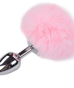 ALIVE - ANAL PLEASURE PLUG SMOOTH METAL FLUFFY PINK SIZE M