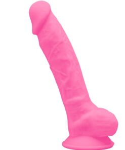 SILEXD - MODEL 1 REALISTIC PENIS PREMIUM SILICONE SILEXPAN FLUORESCENT PINK 17.5 CM