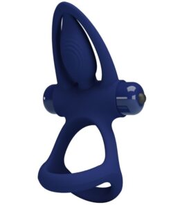PRETTY LOVE - MAT DOUBLE RING WITH VIBRATION  STIMULATOR BLUE