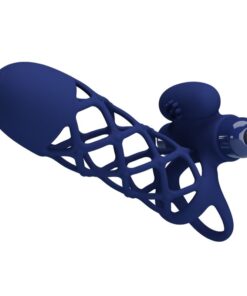 PRETTY LOVE - GIANN VIBRATOR RING WITH SILICONE SHEATH BLUE