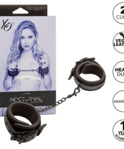 CALEXOTICS - NOCTURNAL LEATHER WRIST CUFFS ADJUSTABLE BLACK