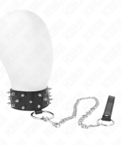 KINK - NECKLACE WITH LEASH 65 CM WITH SILVER STUDS MODEL 5 ADJUSTABLE 36-43 CM X 5 CM