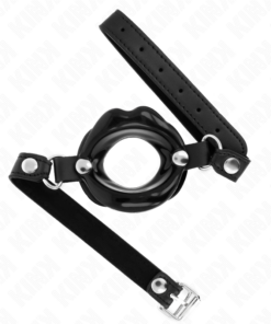 KINK - LIP 8 CM GAG WITH BLACK LEATHERETTE STRAP 63 x 2 CM ADJUSTABLE 39-58 CM