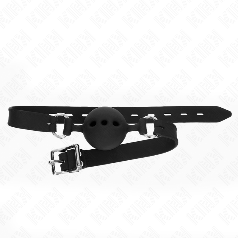 KINK - FULL SILICONE GAG 55 x 2 CM WITH 5 CM BALL SIZE L BLACK ADJUSTABLE 35-51 CM - Image 2