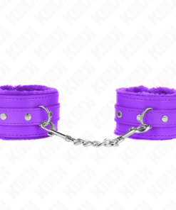 KINK - PREMIUM FUR LINED WRIST RESTRAINTS PURPLE WITH PURPLE BELT ADJUSTABLE 17-29 CM X 6 CM