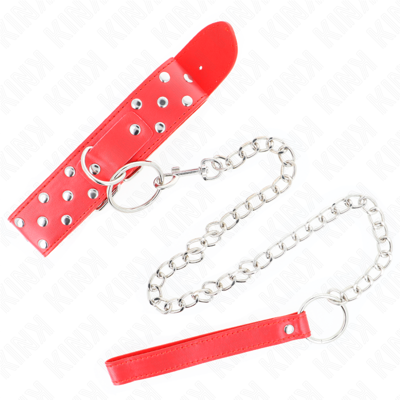 KINK - RING RIVET STRAP NECKLACE WITH BELT 65 CM RED ADJUSTABLE 36-50 CM X 3.8 CM - Image 5
