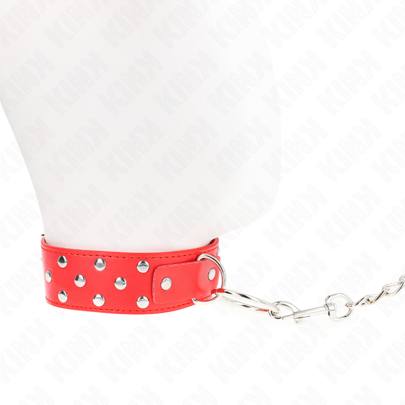 KINK - RING RIVET STRAP NECKLACE WITH BELT 65 CM RED ADJUSTABLE 36-50 CM X 3.8 CM - Image 3