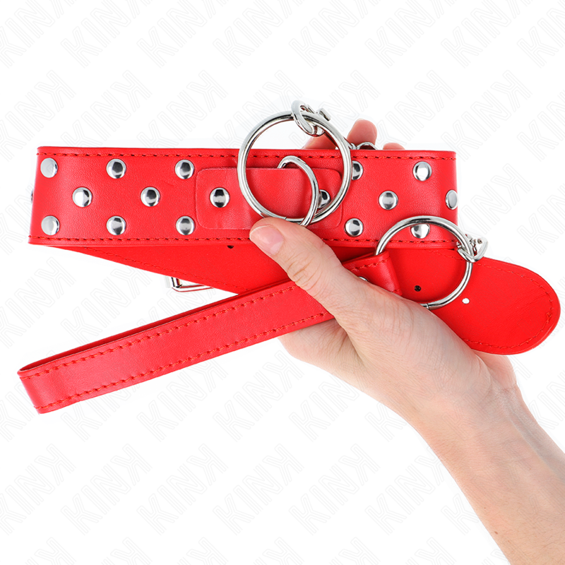 KINK - RING RIVET STRAP NECKLACE WITH BELT 65 CM RED ADJUSTABLE 36-50 CM X 3.8 CM - Image 4