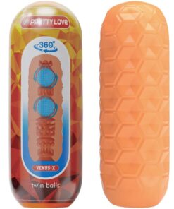 PRETTY LOVE - TWIN BALLS MALE MASTURBATOR ORANGE