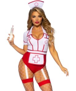 LEG AVENUE - SEXY NURSE COSTUME RED/WHITE S