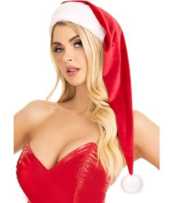 LEG AVENUE - LONG VELVET PLUSH SANTA HAT RED