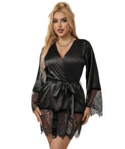 SUBBLIME - 953799 ELEGANT LACE PAJAMAS + THONG BLACK S/M