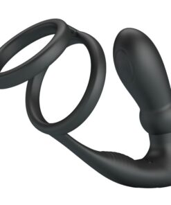 PRETTY LOVE - EMONI PENIS RING + ANAL PLUG 12 VIBRATIONS BLACK