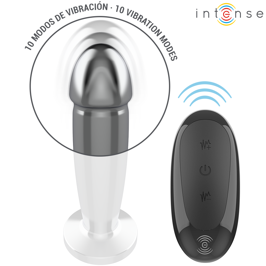 INTENSE - ANAL PLUG 10 VIBRATIONS METAL DILDO WITH REMOTE CONTROL M - Image 4