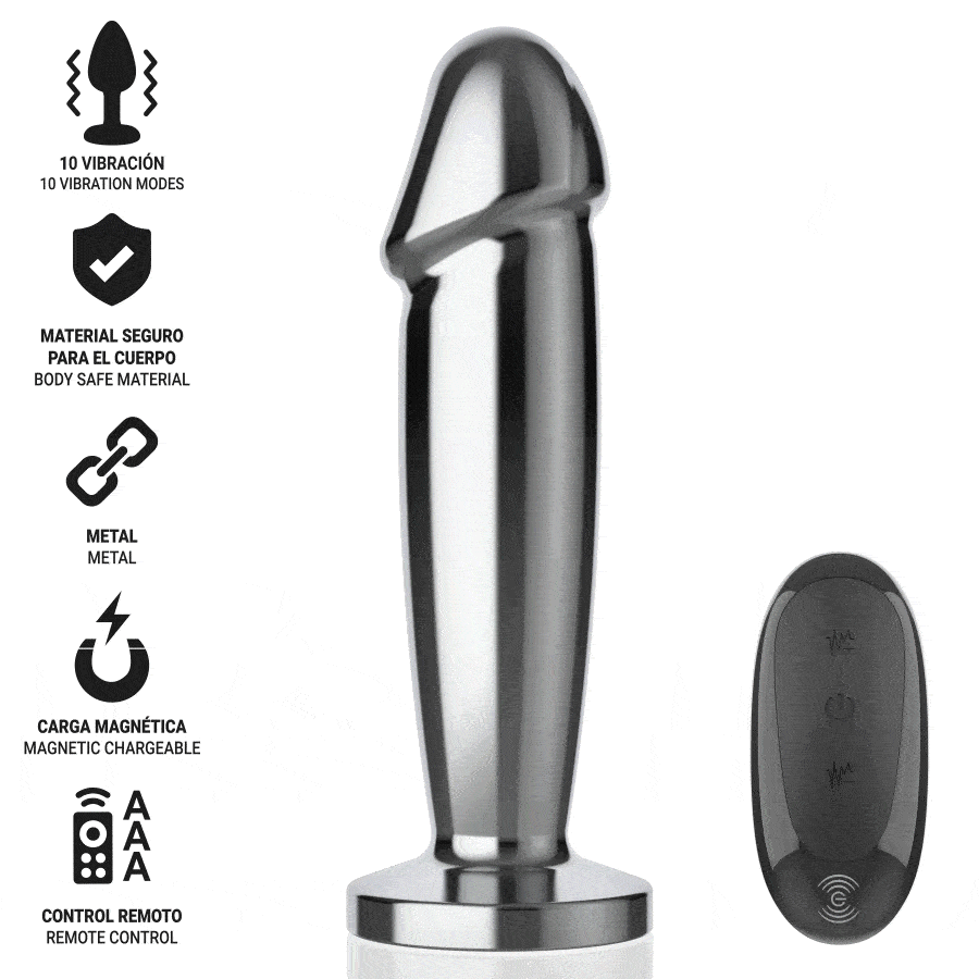 INTENSE - ANAL PLUG 10 VIBRATIONS METAL DILDO WITH REMOTE CONTROL M - Image 2