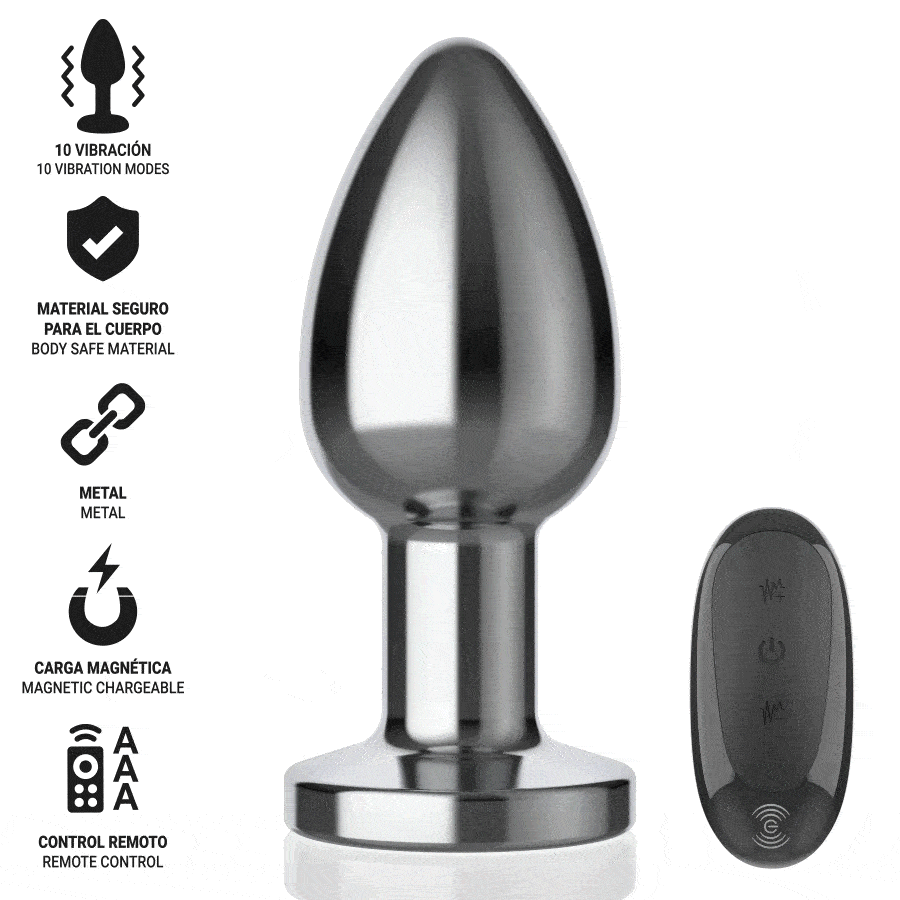 INTENSE - ANAL PLUG 10 VIBRATIONS METAL WITH REMOTE CONTROL L