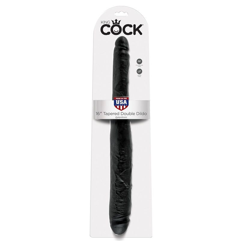 KING COCK SLIM DOUBLE DILDO BLACK 40.6 CM