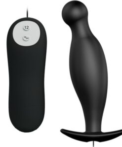 PRETTY LOVE - SILICONE ANAL PLUG 12 VIBRATION MODES BLACK