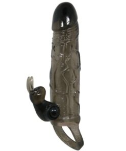 BAILE - BRAVE MAN PENIS COVER WITH RABBIT BLACK 16.5 CM
