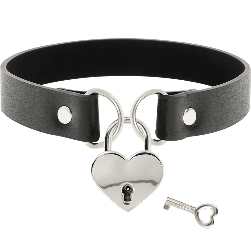 COQUETTE CHIC DESIRE - VEGAN LEATHER NECKLACE WITH HEART ACCESSORY WITH KEY - Image 3